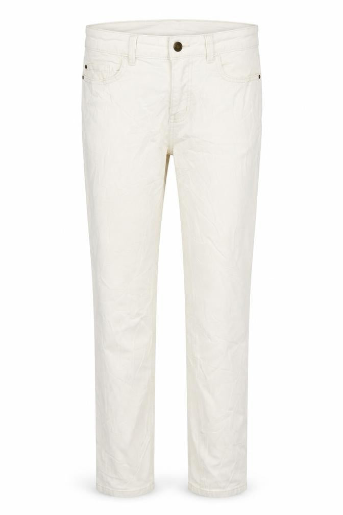 M&S Womens Ivory Cotton Tapered Jeans Size 10 L26 in Regular