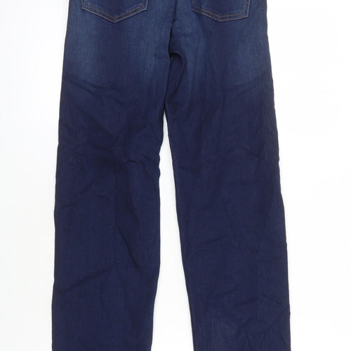M&S Womens Blue Cotton Straight Jeans Size 6 L28.5 in Regular