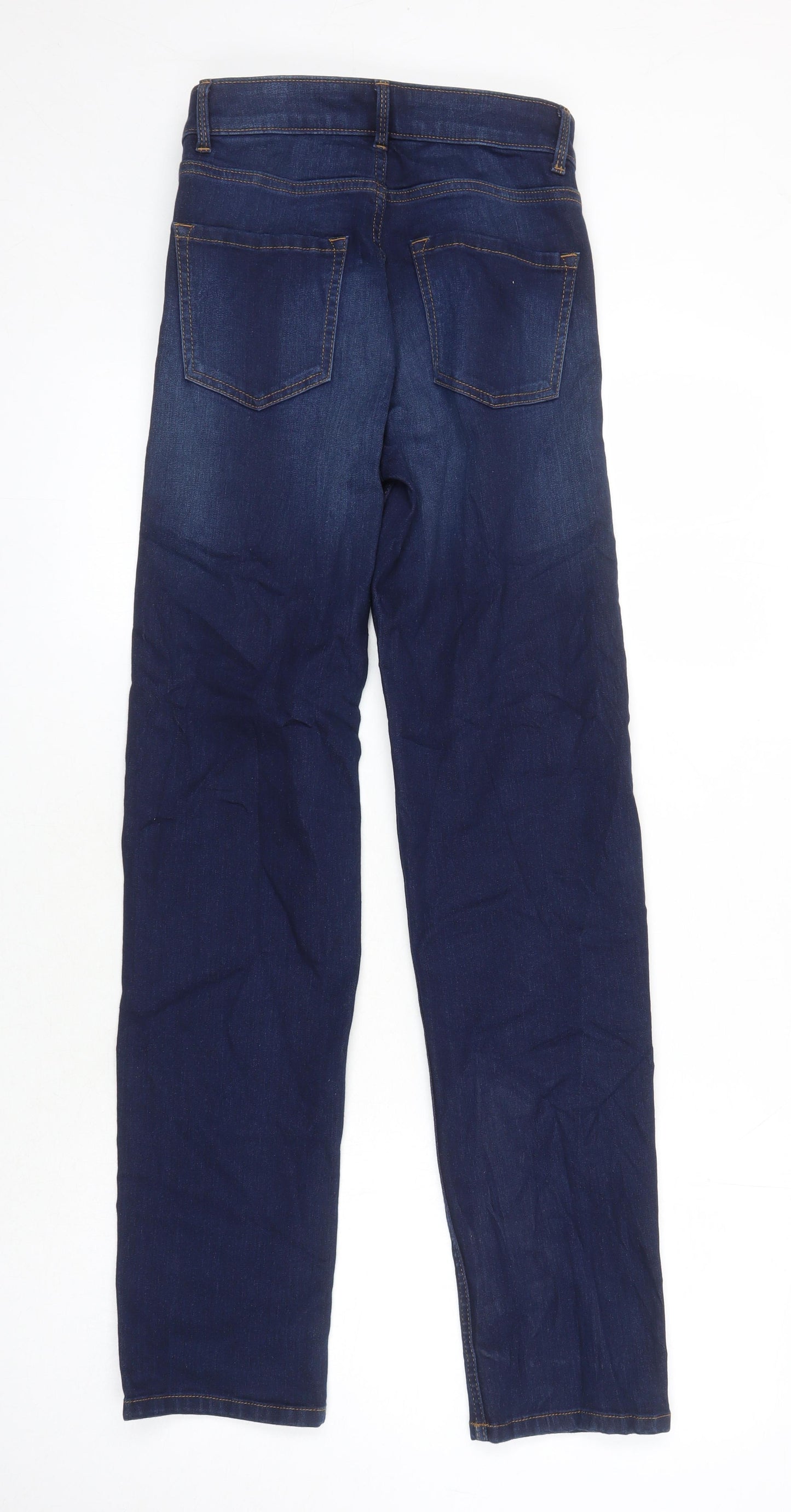 M&S Womens Blue Cotton Straight Jeans Size 6 L28.5 in Regular