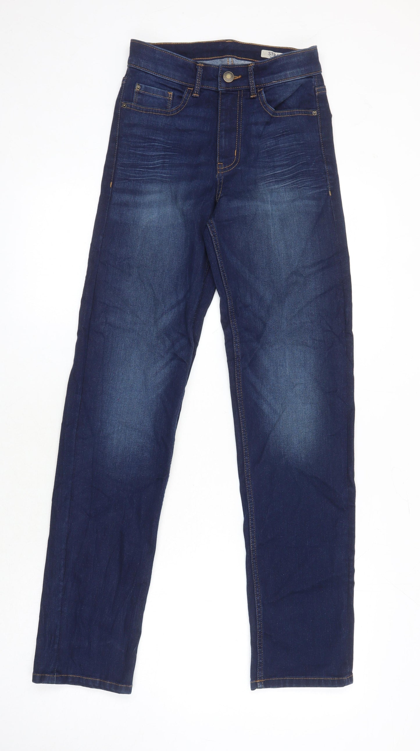 M&S Womens Blue Cotton Straight Jeans Size 6 L28.5 in Regular