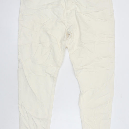 M&S Womens Ivory Cotton Tapered Jeans Size 20 L24 in Regular