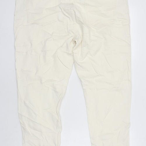 M&S Womens Ivory Cotton Tapered Jeans Size 20 L24 in Regular