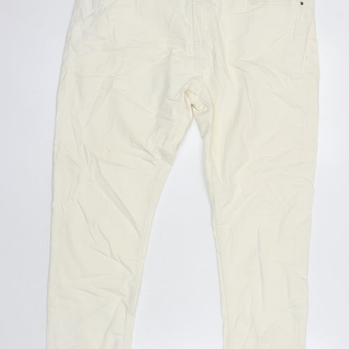 M&S Womens Ivory Cotton Tapered Jeans Size 18 L25 in Regular