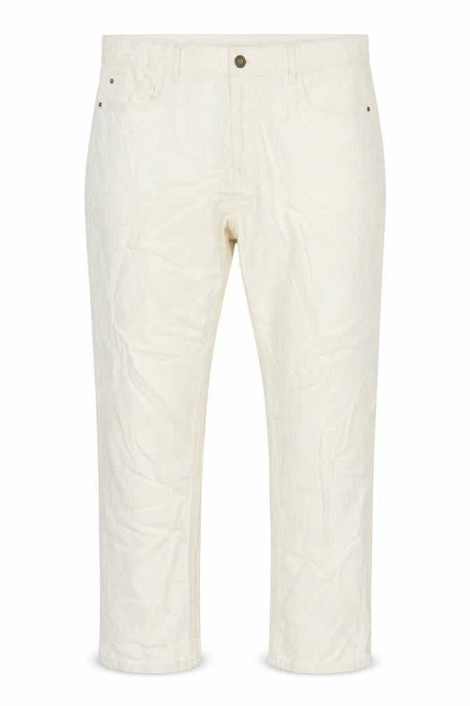M&S Womens Ivory Cotton Tapered Jeans Size 18 L25 in Regular