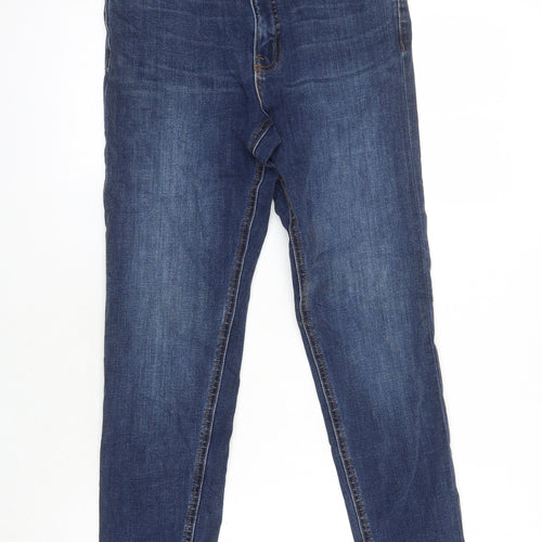 M&S Womens Blue Cotton Tapered Jeans Size 8 L25 in Regular