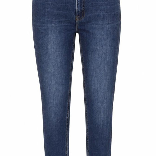M&S Womens Blue Cotton Tapered Jeans Size 8 L25 in Regular