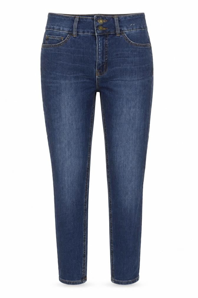 M&S Womens Blue Cotton Tapered Jeans Size 8 L25 in Regular