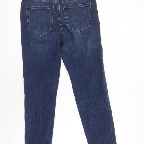 M&S Womens Blue Cotton Tapered Jeans Size 8 L25 in Regular