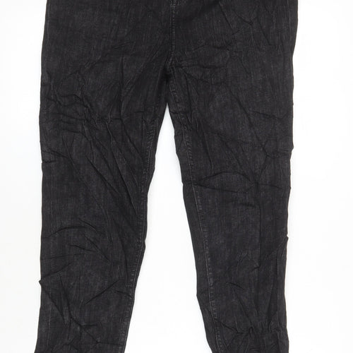 M&S Womens Black Cotton Skinny Jeans Size 14 L27 in Regular - Distressed Hems