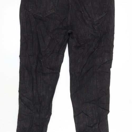 M&S Womens Black Cotton Skinny Jeans Size 14 L27 in Regular - Distressed Hems