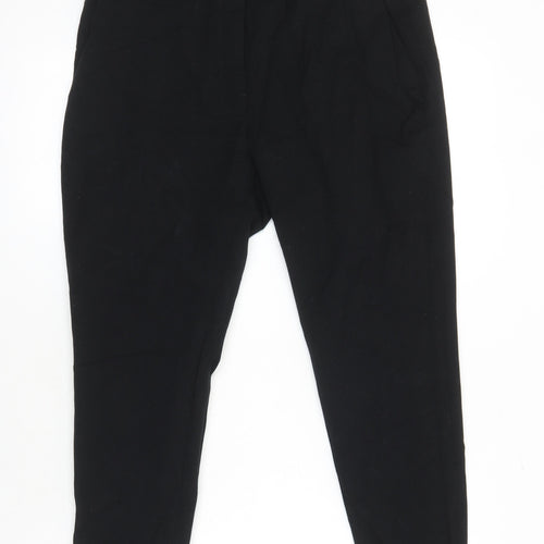 M&S Womens Black Viscose Trousers Size 14 L25 in Regular - ankle zips