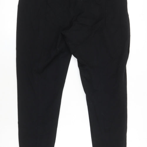 M&S Womens Black Viscose Trousers Size 14 L25 in Regular - ankle zips