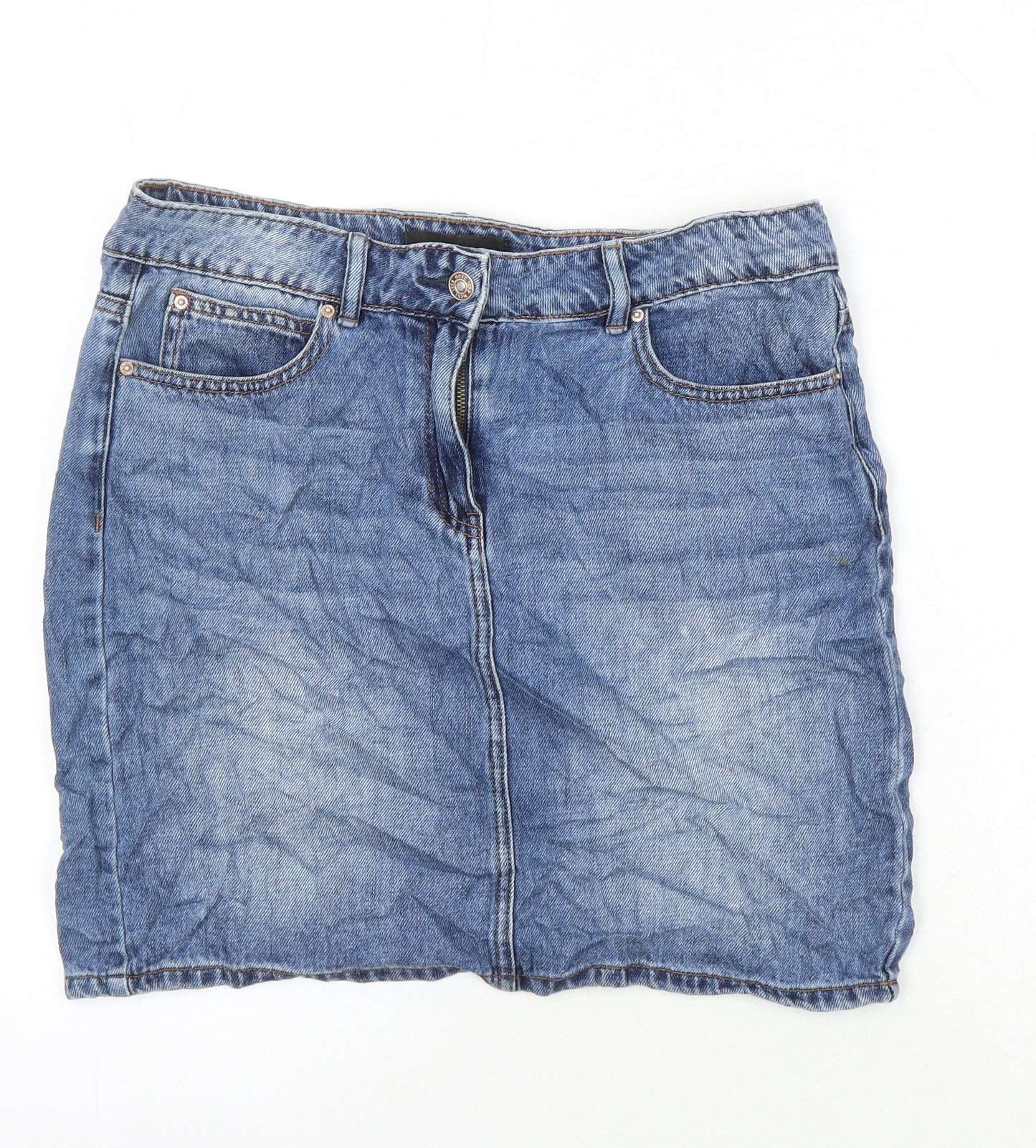 NEXT Womens Blue Cotton A-Line Skirt Size 10