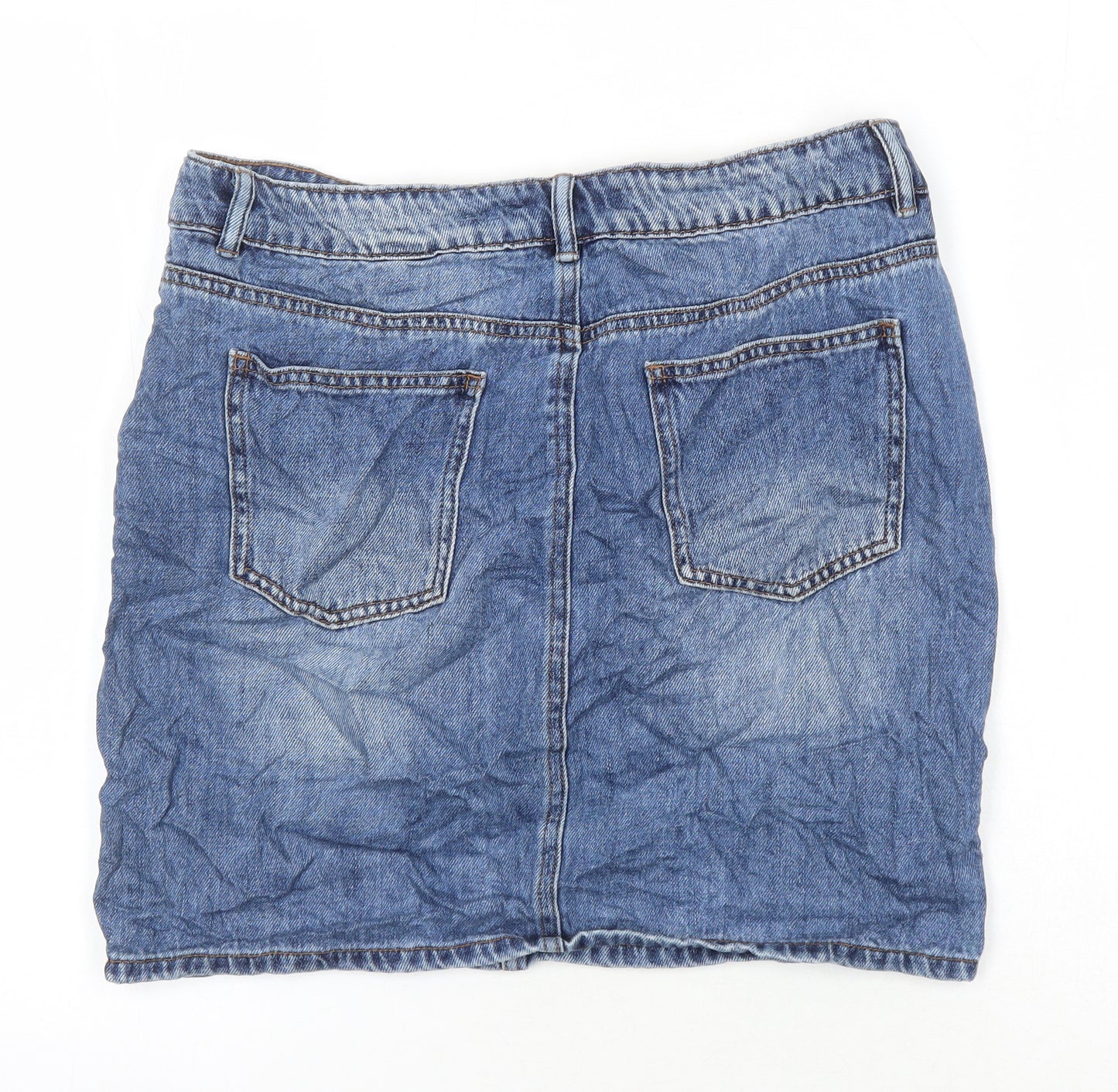 NEXT Womens Blue Cotton A-Line Skirt Size 10