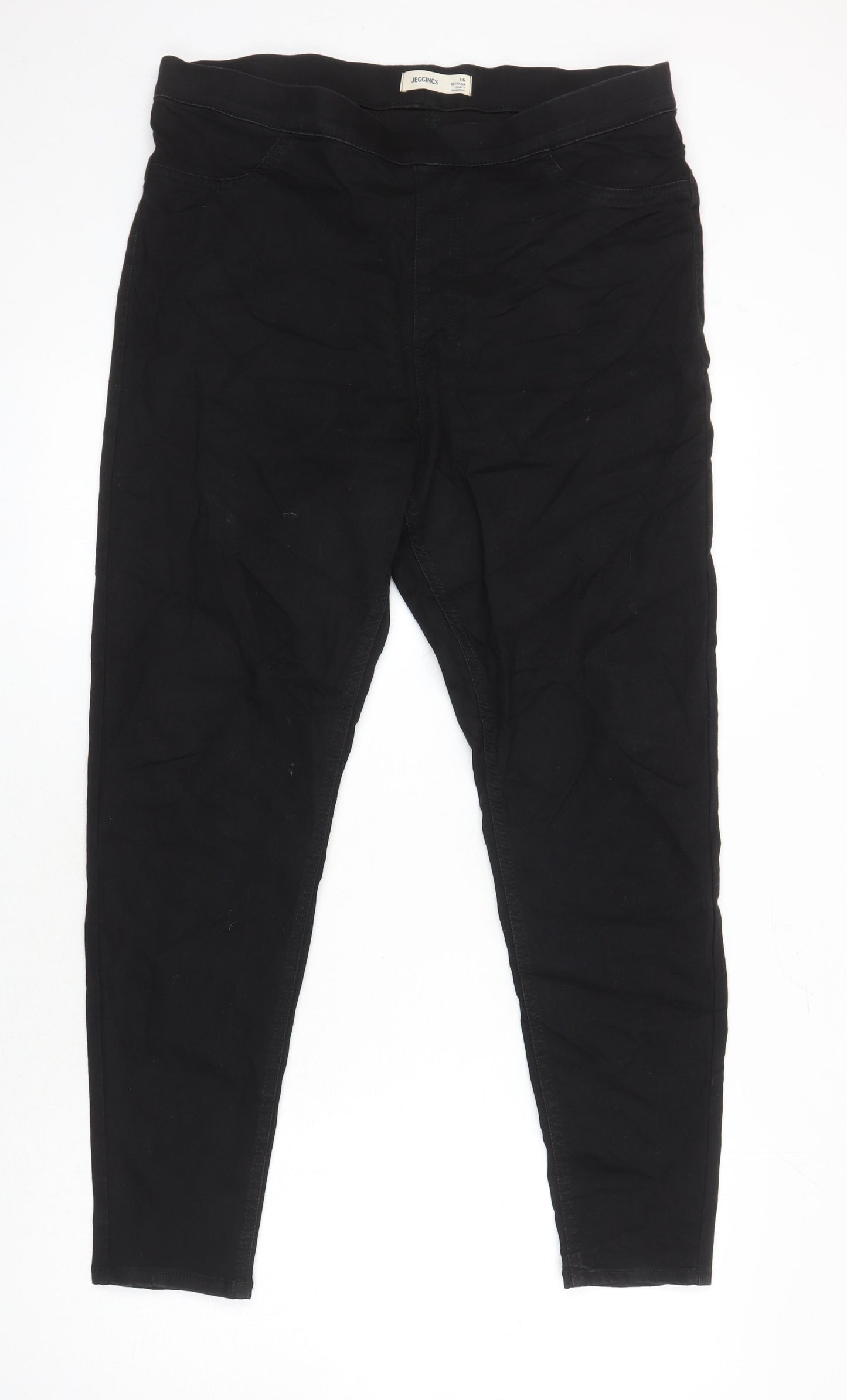 M&S Womens Black Cotton Jegging Jeans Size 16 L27 in Regular