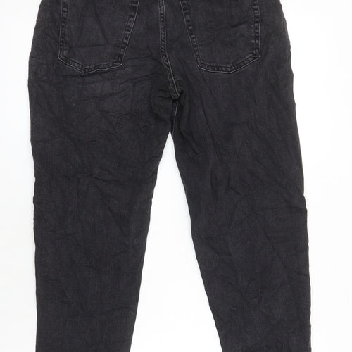 M&S Womens Black Cotton Mom Jeans Size 12 L24.5 in Regular