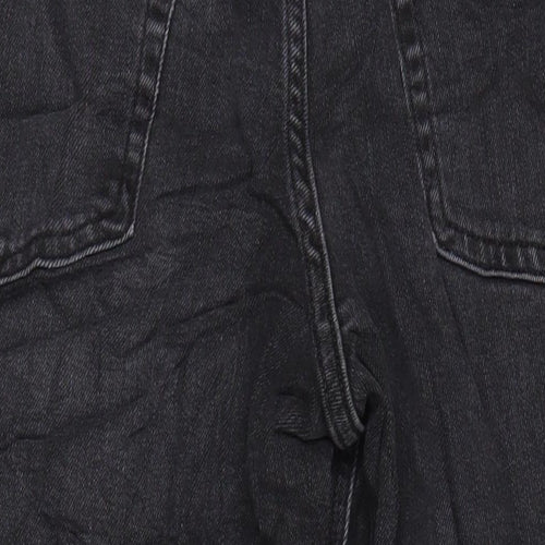 M&S Womens Black Cotton Mom Jeans Size 12 L24.5 in Regular