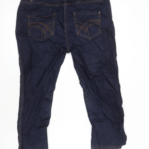 Red Herring Womens Blue Cotton Cropped Jeans Size 14 L20 in Regular