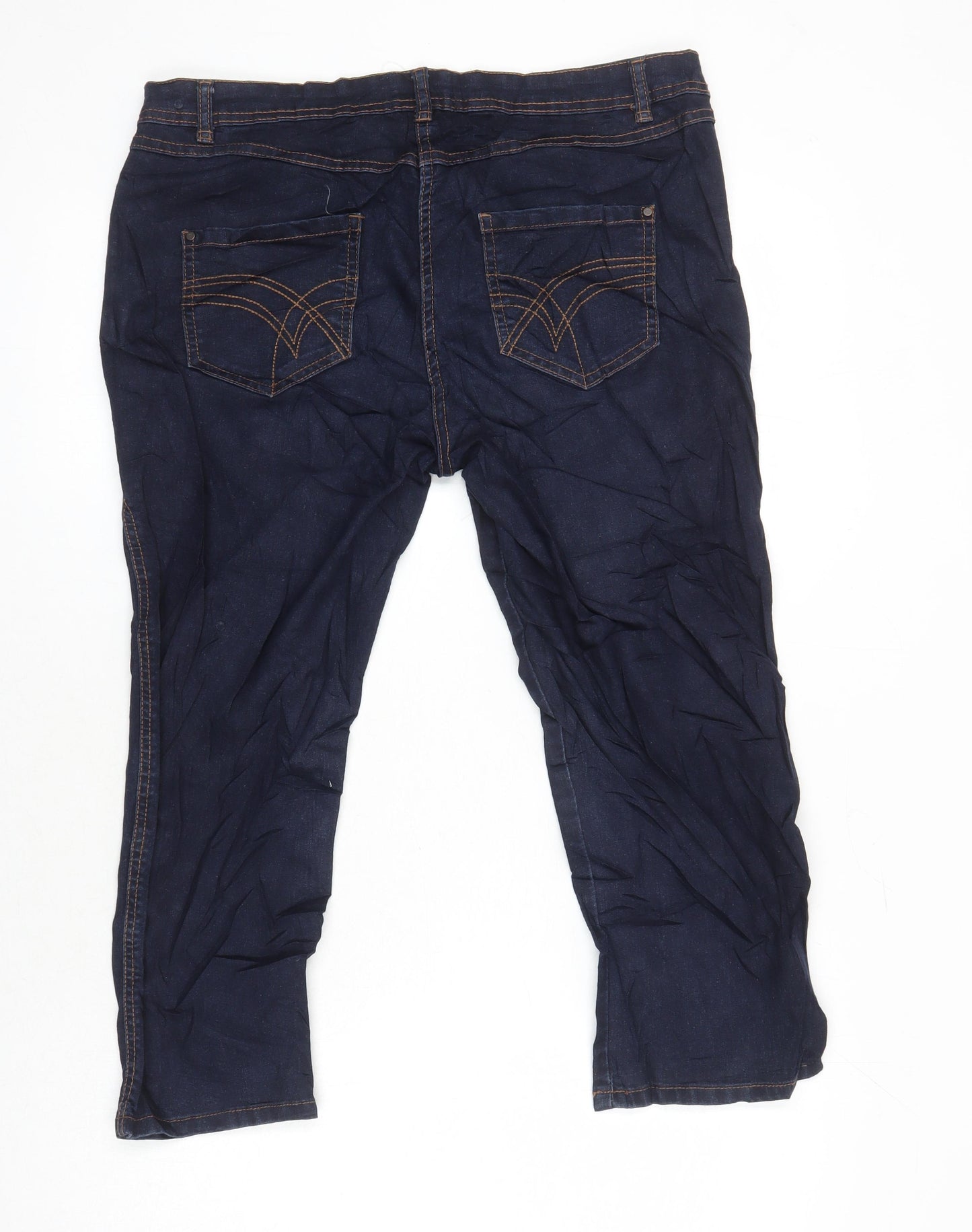 Red Herring Womens Blue Cotton Cropped Jeans Size 14 L20 in Regular