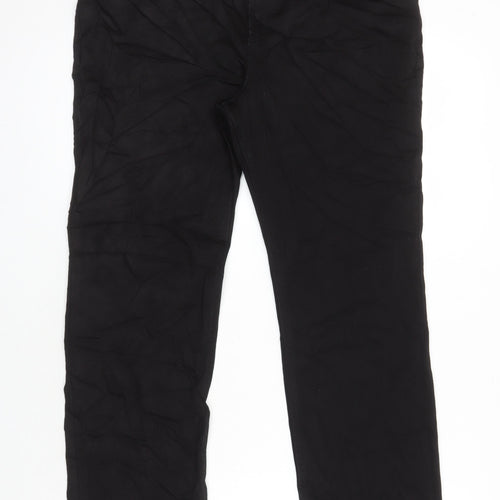 M&S Womens Black Cotton Straight Jeans Size 16 L28 in Regular