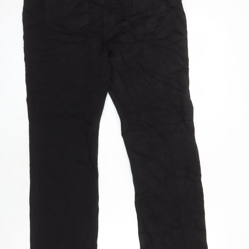 M&S Womens Black Cotton Straight Jeans Size 16 L28 in Regular
