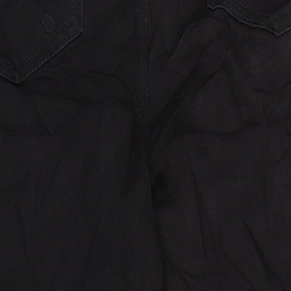 M&S Womens Black Cotton Straight Jeans Size 16 L28 in Regular