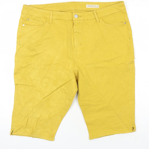 M&S Womens Yellow Cotton Bermuda Shorts Size 20 in L13 in Regular
