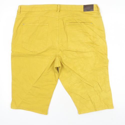 M&S Womens Yellow Cotton Bermuda Shorts Size 20 in L13 in Regular