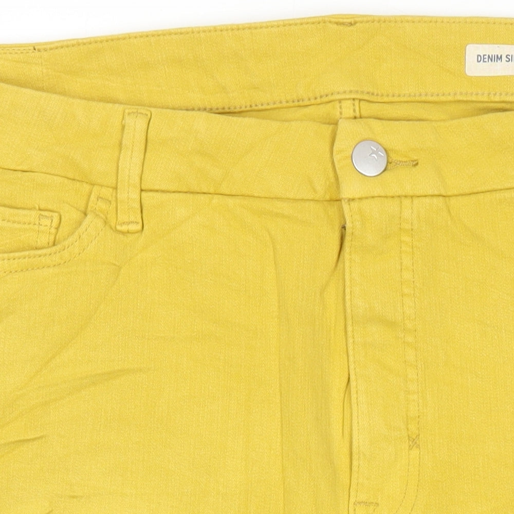 M&S Womens Yellow Cotton Bermuda Shorts Size 20 in L13 in Regular