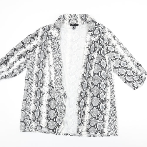 New Look Womens White Animal Print Jacket Size 14