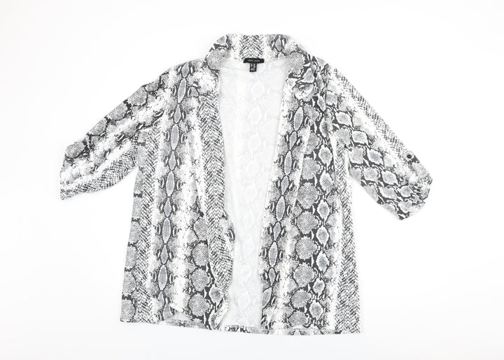 New Look Womens White Animal Print Jacket Size 14