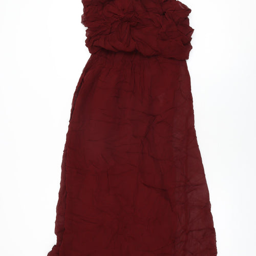 Zara Womens Red Polyester Maxi Size S Square Neck Pullover