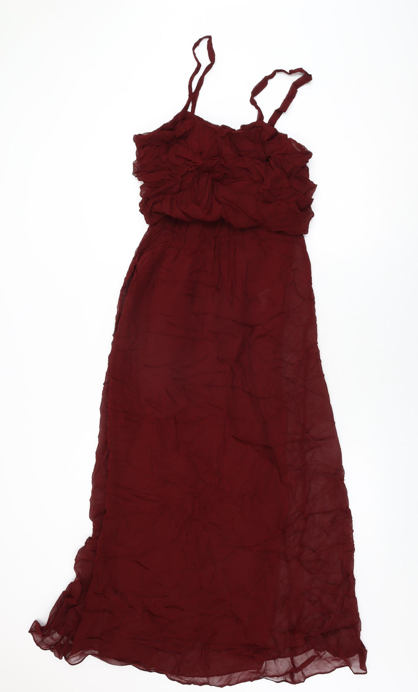 Zara Womens Red Polyester Maxi Size S Square Neck Pullover