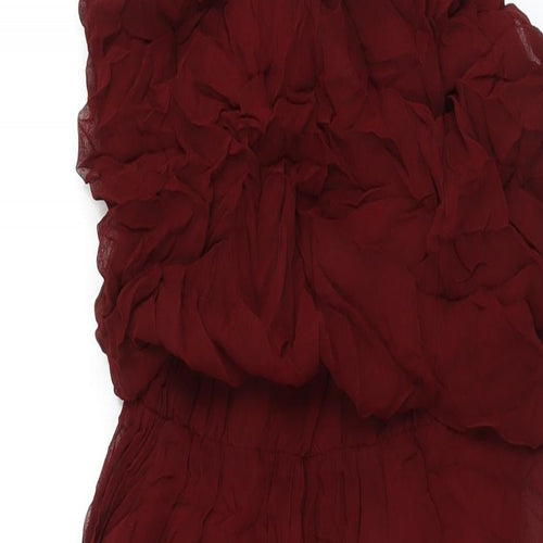 Zara Womens Red Polyester Maxi Size S Square Neck Pullover