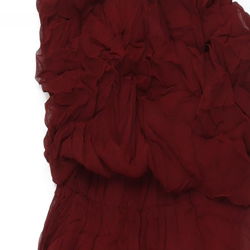 Zara Womens Red Polyester Maxi Size S Square Neck Pullover