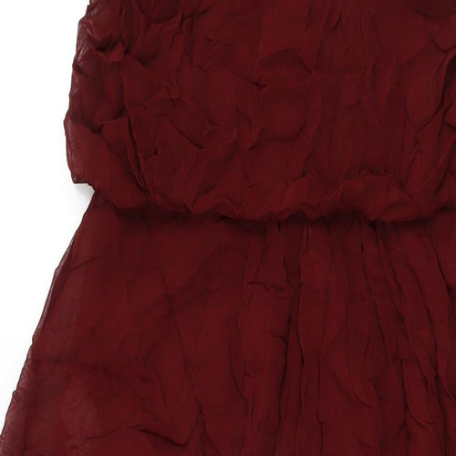 Zara Womens Red Polyester Maxi Size S Square Neck Pullover