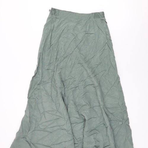 Country Casuals Womens Green Viscose Swing Skirt Size 10 Zip