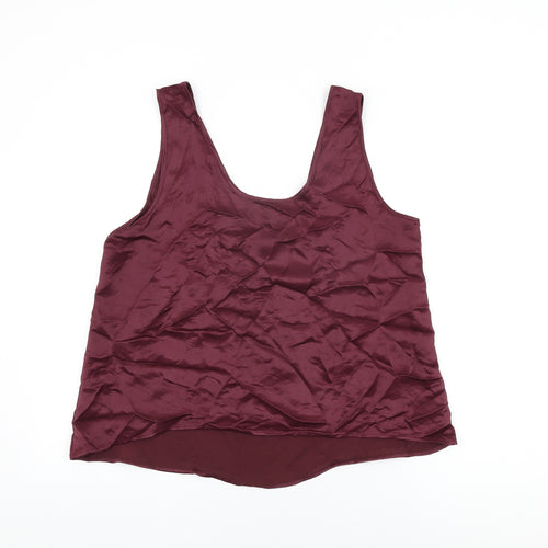 Zara Womens Purple Polyester Basic T-Shirt Size L Round Neck