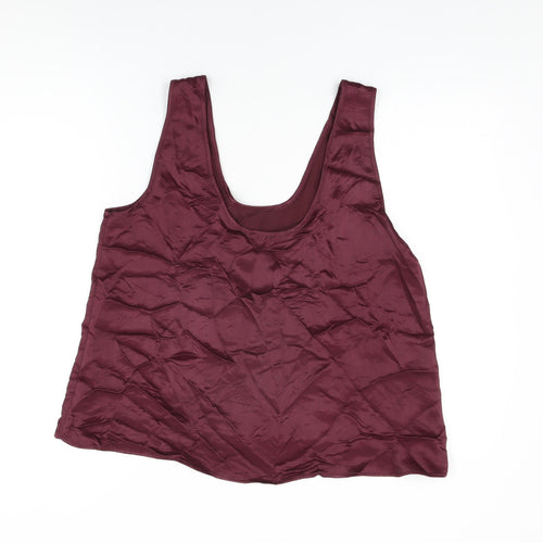 Zara Womens Purple Polyester Basic T-Shirt Size L Round Neck