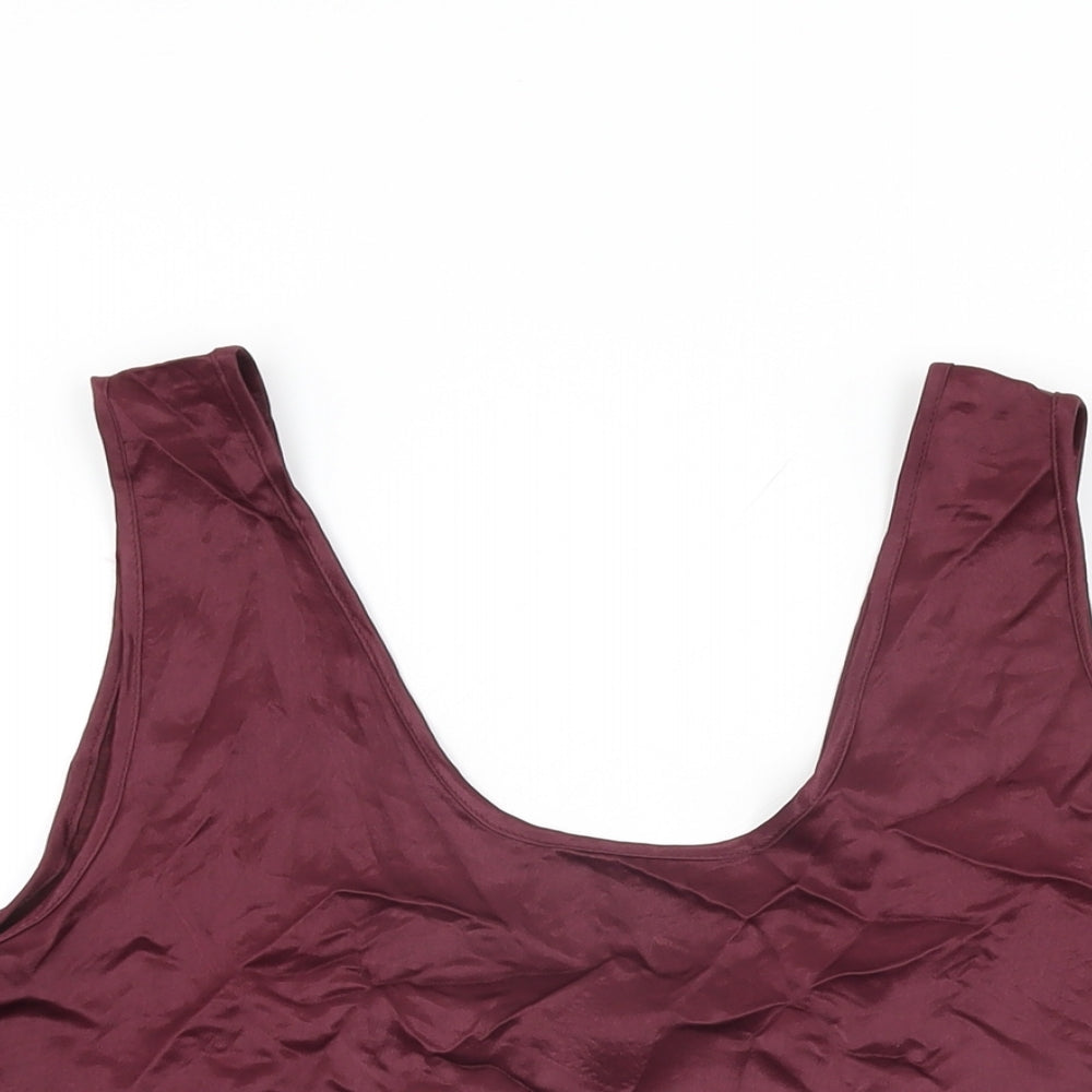 Zara Womens Purple Polyester Basic T-Shirt Size L Round Neck