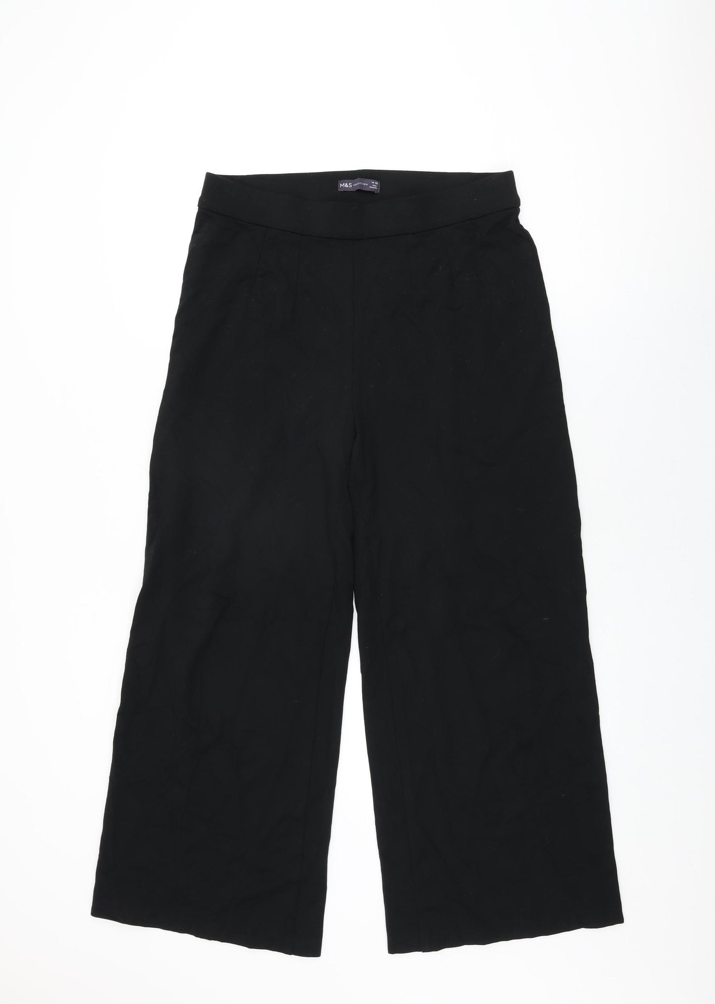 Marks and Spencer Womens Black Viscose Trousers Size 14 L28 in Regular