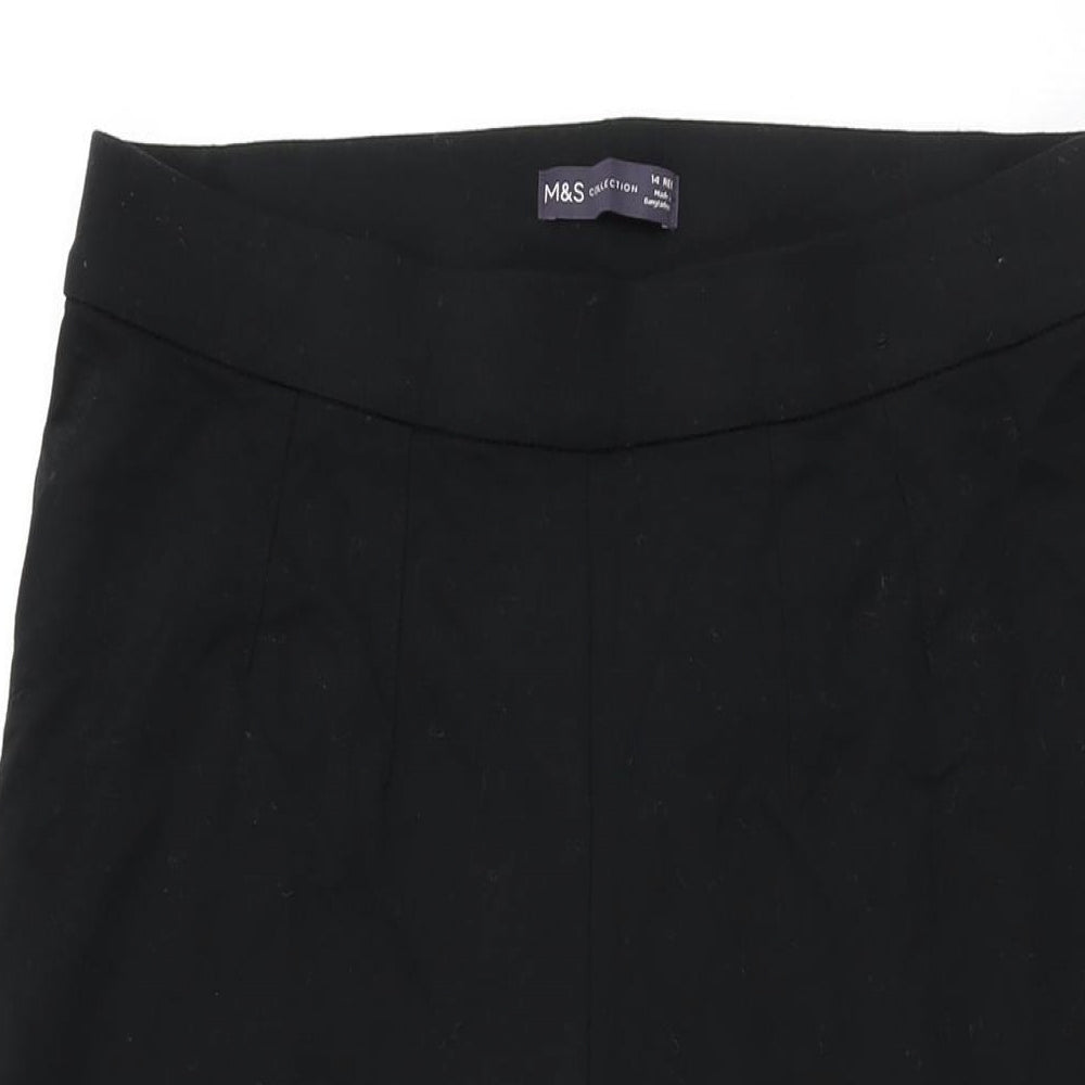 Marks and Spencer Womens Black Viscose Trousers Size 14 L28 in Regular