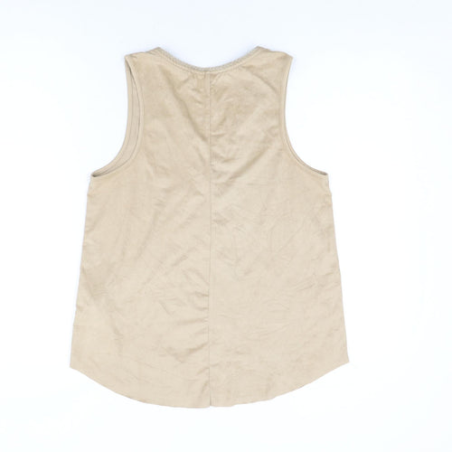 Stradivarius Womens Beige Polyester Basic T-Shirt Size S V-Neck