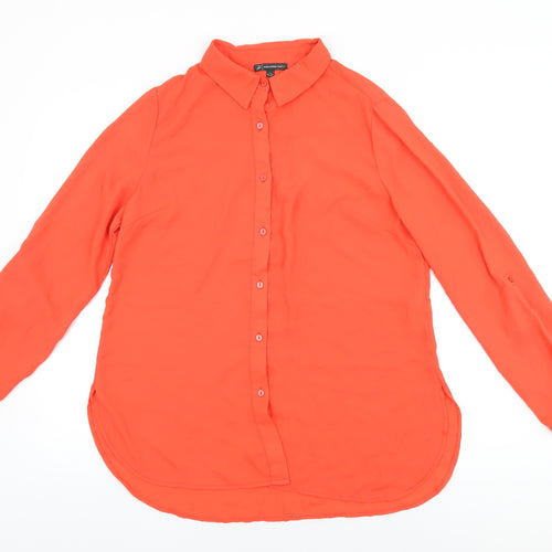 Adrianna Papell Womens Red Polyester Basic Button-Up Size S Collared