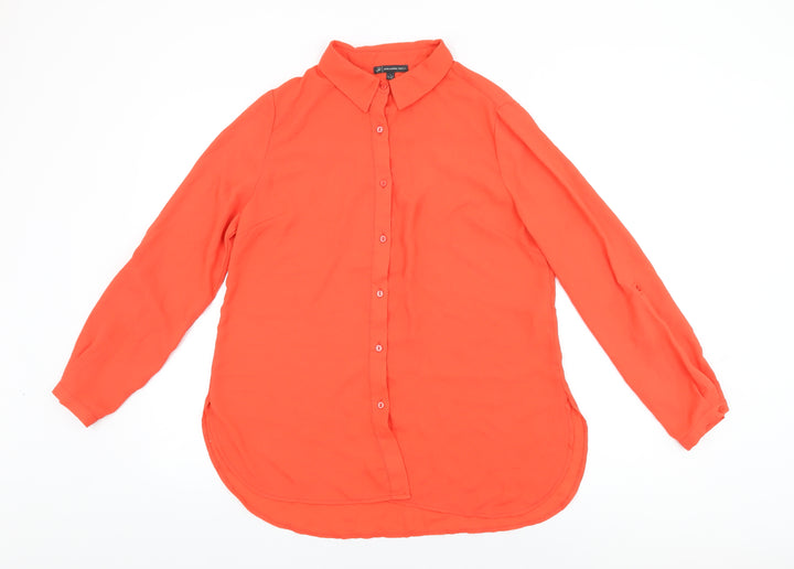 Adrianna Papell Womens Red Polyester Basic Button-Up Size S Collared