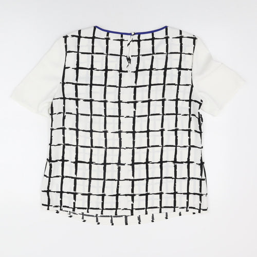 Planet Womens White Geometric Polyester Basic Blouse Size 10 Round Neck