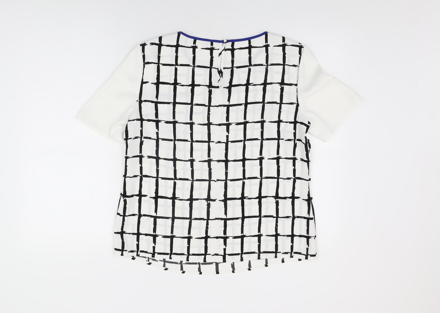 Planet Womens White Geometric Polyester Basic Blouse Size 10 Round Neck