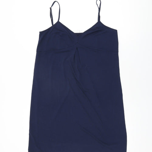 Cucumber Womens Blue Polyester Basic T-Shirt Size 10 V-Neck