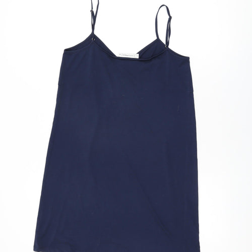 Cucumber Womens Blue Polyester Basic T-Shirt Size 10 V-Neck