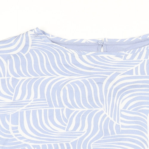 Marks and Spencer Womens Blue Geometric Viscose Basic Blouse Size 16 Round Neck